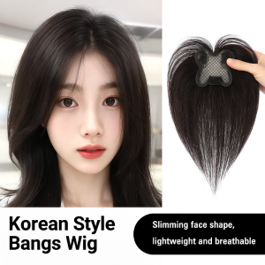 Korean Air Bangs Wig Clip-In Fringe Piece for Natural Hairline Cover Realistic Easy to Wear