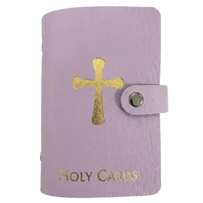 LABAICAI 40 Slots Prayer Card Holder Compact PU Leather Holy Card Booklet Lightweight Waterproof Mini Saints Cards Wallet Church Devotional