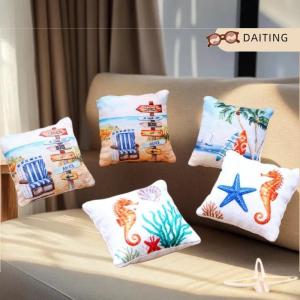 DAITING 3pcs Dollhouse Mini mùa hè đại dương bãi biển gối Mô hình đồ chơi thu nhỏ nhà cảnh sofa trang trí nhà búp bê phụ kiện