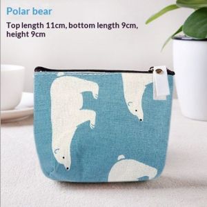 JJT Cute Polar Bear Canvas Coin Purse for Women Stylish Everyday Accessory with Zipper Closure