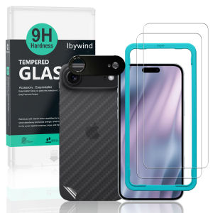 Ibywind For iPhone Air 5G Screen Protector(Pack of 2) with 1PC Metal Lens Protector 1PC Carbon Fiber Back Film Easy Install Kit