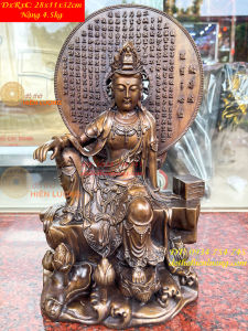 Tượng Phật Quan Âm Tự Tại Cao 32cm Bằng Đồng Hun Ngang 28cm Sâu 11cm Nặng 45kg