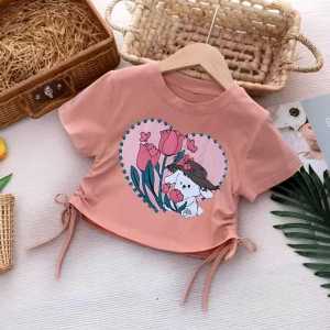Atasan Kaos Anak Perempuan Usia 1-12 Tahun//Baju Atasan Kaos Model Serut Motif Love Anak Perempuan Terbaru