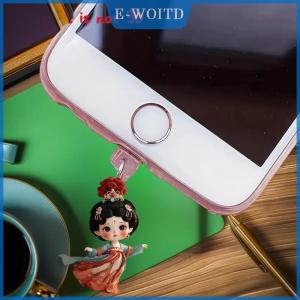 【E-WOITD】 2ชิ้นอุปกรณ์ DIY สำหรับโทรศัพท์ Type-C อินเตอร์เฟซปลั๊กกันฝุ่นตกแต่ง2D แบนนางฟ้าแมวปลั๊กฝุ่น