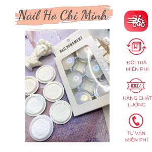 [Sản phẩm mới]Set bột tráng gương nail 6 màu ngọc trai tone trắng (tặng kèm cọ chà tráng gương)