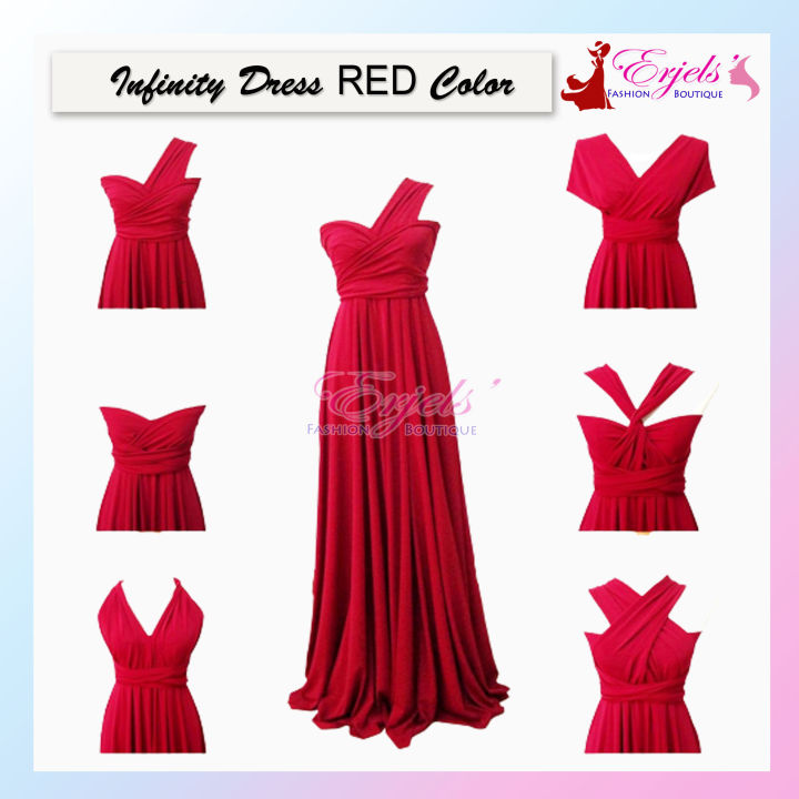 RED Infinity Dress Floor Length With Attached Tube Cotton Spandex Lazada PH