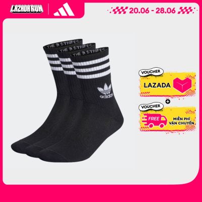 adidas Lifestyle Mid Cut Crew Socks 3 Pairs Unisex Black IL5022