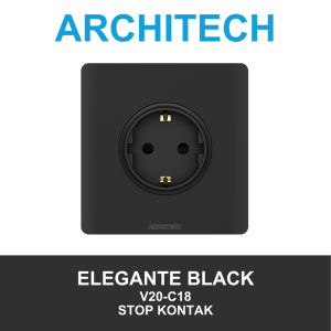 ARCHITECH Elegante Black V20-C18 Stop Kontak - Colokan Listrik