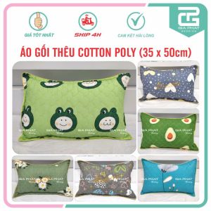 Áo gối thêu 2 lớp chân Gòn 35cm x 50cm có khóa kéo loại 1