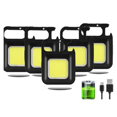 Sofirn SQ05 Keychain Light Mini LED Flashlight 500lm Portable COB USB Rechargeable Pocket Work Lamp MultiFunction with Corkscrew