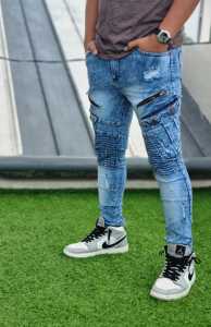 Celana Cargo Jeans Pria Biker Clana Jins Cowok Bikers Pakaian Laki Laki Keren