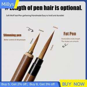 Millys Móng tay nghệ thuật vẽ tranh Sói tóc bàn chải bút móc dòng sơn bàn chải Trung Quốc thư pháp bàn chải dầu nghệ thuật vẽ màu nước bàn chải