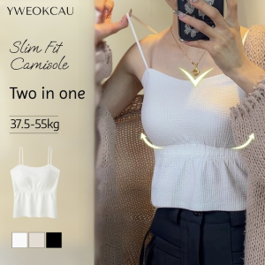 [YWEOKCAU]15000 People Praise✨Stretch Slim Fit Camisole Top Women Integrated Beautiful Back Bra Pad Inner Wear Seamless Anti-Slip Breathable ​Tank Tops 40-80kg吊帶上衣