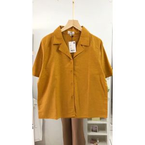 SJM (M-4XL) KEMEJA UNI9LO BAHAN LINEN BLEND COLLAR SHORT SLEEVE SHIRT 8110