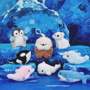 BAIXL Penguin Aquarium Plushies Pendant Sea Otter Orca Polar Bear Keychain Funny Beluga Whale Killer Whale Plush Keyring Aquarium Gift