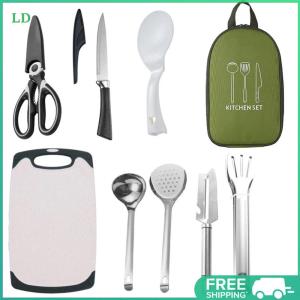 8pcs Camping Cooking Set Stainless Steel Camping Kitchen Set Camping Accessories