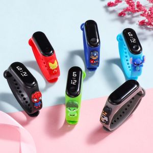 BAIXL Women Waterproof Girls Jewelry Gift LED Digital Display Captain America Kids Digital Watch Korean Style Wristwatch Cartoon Electronic Watch Running Bracelet