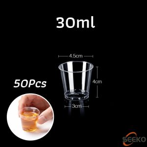 Seeko 50pcs Disposable Plastic Cup Transparent Household Meal Cup Wedding Cups 30ml 50ml