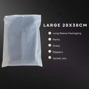 【Portable】Frosted Matte Storage Bags with Zipper ,waterproof Translucent Packaging ,for Packaging Transparent Travel Pouch Clothes Socks Jacket Trousers Storage Organizer Bag