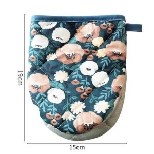 MAYIT 1PC Heart-shaped Bakeware Oven Mitts Flower Printed Resistant Baking Oven Gloves Durable Hand Clip Kitchen Insulation Pad