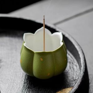 T6JOB1 Chinese-style Lotus Incense Burner Handmade Minimalist Incense Stick Burner Decorative Ceramic Lotus Censer Holder Zen Tea Ceremony