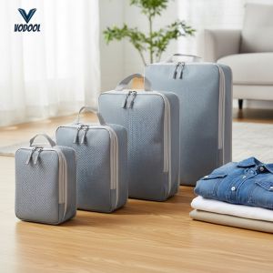Premium 4 Set Compression Packing Cubes for Travel Luggage and Toiletry Bags in Durable Material