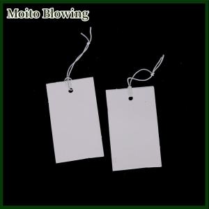Moito 100Pcs White Paper Jewelry Clothes Label Price Tags With Elastic String 5x3cm