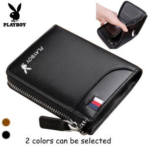 2021 New Playboy Mens PU Leather Wallet Mens Short Youth Zipper Wallet Student Korean Fashion Drivers License Leather Case Card Holder Wallet Men