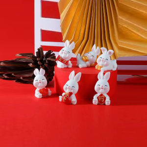 H & L Welcomebaby Rabbit Year Mascot Mini Cute Rabbit Resin Ornament Car Interior Micro Landscape Home Decoration Creative Gift
