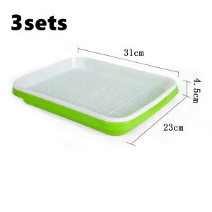 3Sets Hydroponic Sprout Trays Double Layer Planters For Household Vegetable Seedlings Growing