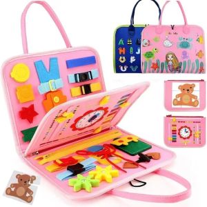 BLESSFUL Creative Cute Felt Busy Board Life Skills Cartoon Busy Board Montessori Toys Toddlers Montessori Toys Portable 3D Quiet Activity Book Preschool Learning