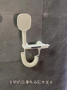 Creamy White/Grey Bathroom Waterfall Bathtub Faucet with Hand-held Shower Head Wall Mounted Hot and Cold Mixer Tap Shower Set