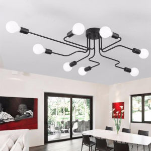 HOK [Free Bulb] 4/6/8 Way Retro Ceiling Light Metal Pendant Lamp Ring Light With Stand Ceiling Lamp Ceiling Lamp Living Room Lamp Bedroom Lamp Craft Lamp