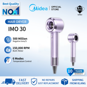[10 Year Warranty]Midea 3800W High Speed Hair Dryer Fast Drying 500 Million Negative Ions Temperature Control 6In1 Professional Salon Pengering Rambut