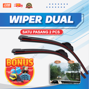 Wiper Double Blade Dual Karet Frameless Universal Paket Lengkap Bonus 4 Perawatan Mobil Bisa COD