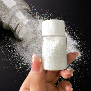 18 Colors White Fine Glitter Powder Super Shiny Holographic Sand Suger Iridescent Aurora Pigment 0.2mm Fine Powder0.2mm - 1/128* h260819