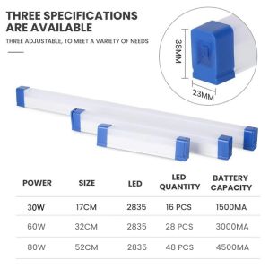 Lampu neon led 30W 60W 80W Senter Darurat Gantung Kemping Camping Light Bar Emergency