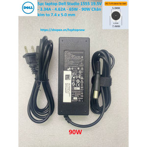 ️[Sạc zin] Sạc laptop Dell Studio 1555 19.5V - 3.34A - 4.62A - 65W - 90W Chân kim to 7.4 x 5.0 mm