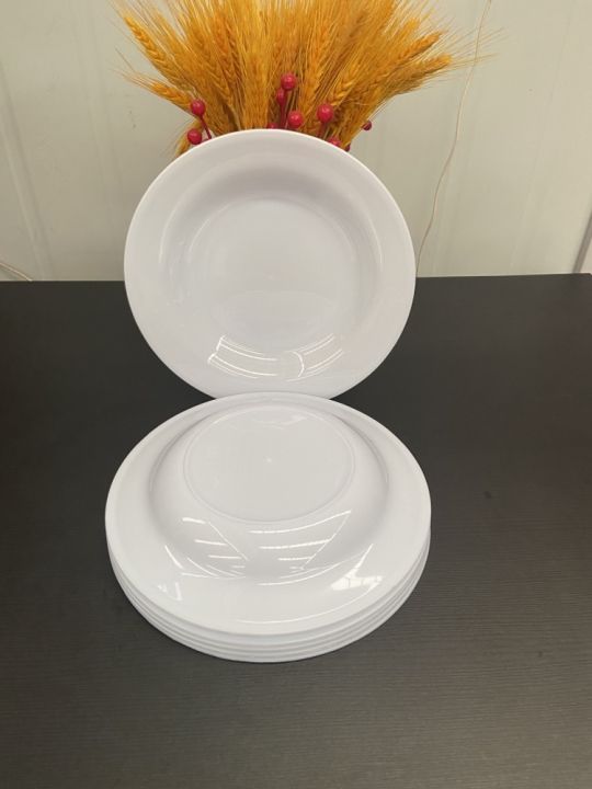 KIMIGO Round Plastic 23cm White Thin Deep Plate Soft Ring Deepened White  Dinner Plate Durable Dinnerware Lazada PH