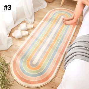 40x120cm Nordic Bedside Rug Bedroom Decorative Rug Super Soft Anti-Slip Floor Mat Oval Print blanket