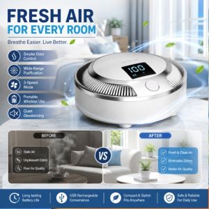 Air Purifier Digital Display Odor Eliminator Ozone Generator Smoke Odor Removal Room Home Air Freshener Deodorizer Cleaner