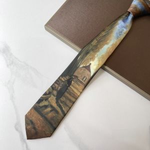 MACRAMEX Van Gogh Mens Ties Flower Oil Painting Vintage Casual Necktie Unique Soft Smooth Bow Tie Shirt Party Accessories
