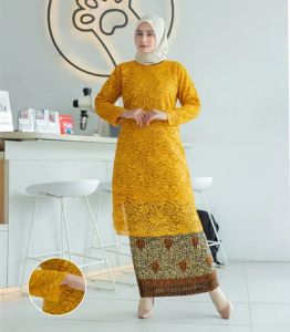 ( 8 warna - part 1 ) set kebaya tunik brukat resleting kebaya tunik kurung rok plisket terbaru