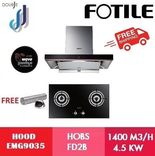 FOTILE EMG9035 Chimney Hood + FOTILE Builtin Hobs Package Lazada