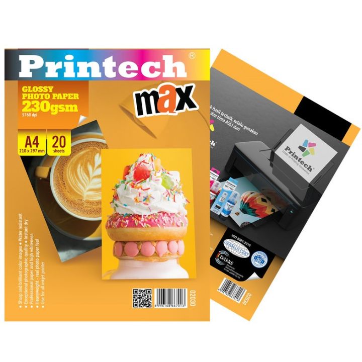 Glossy Photo Paper Printech Max A4 230G 20sheets Kertas Foto A4 230gsm