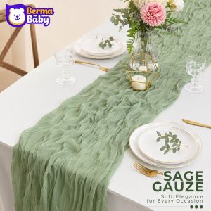 Bohemian Style Semi Sheer Cheesecloth Gauze Table Runner Wedding Birthday Party Rustic Table Decor