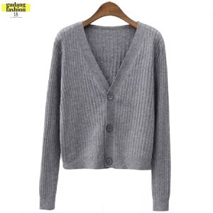 GudangFashion18 - Cardigan Rib Outer Crop Top Baju Lengan Panjang Kancing Button Motif Polos Plain Korea Gink Rib Blus Cardy Crop Tee Knit Basic Wanita // Terlaris // COD