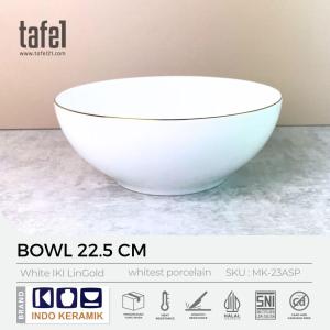 INDO KERAMIK Mangkok Putih Lis Emas HORECA 22.5 cm