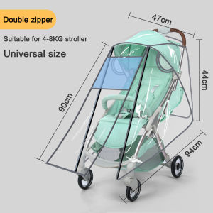 SG💦Stroller Rain Cover Stroller Cover Pram Dust Cover Ventilate EVA Rain Wind Proof Cover With Eye Protection Blue Film