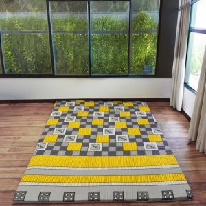 Kasur Lantai Kasur Karpet Isi Busa Kuning Motif Bunga Ukuran 200x150cm
